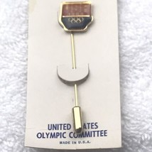 USA Olympics 1984 Stick Pin Still On Original Card Gold Tone Vintage 80s - $12.95