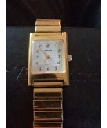 Gruen Gold Tone Stretch Stainless Steel Square Curved Womens Watch New B... - $24.49 CAD