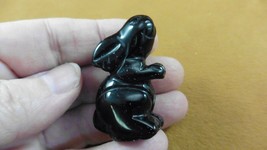 (Y-BUN-ST-578) Little Black Onyx Bunny Rabbit Hare Gemstone Carving Figurine - £11.07 GBP