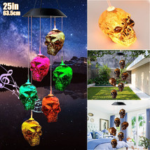 Skeleton Skull Solar Wind Chime Led Light Color-Changing Waterproof Gard... - $25.99