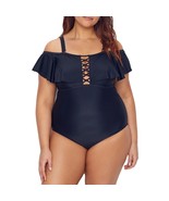 Raisins Curve Women Plus 24W Black Off The Shoulder One Piece Swimsuit N... - $64.52 CAD
