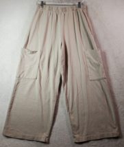 Zara Pants Women Size Large Beige Knit 100% Cotton Pockets Elastic Waist Pull On - £15.58 GBP