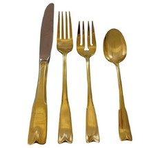 Colonial Theme by Lunt Sterling Silver Flatware Service 12 Set Vermeil Gold - £3,284.15 GBP