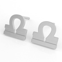 Libra Zodiac Sign Earrings In Solid 14K White Gold - £158.49 GBP