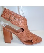 H Halston Size 9.5 M PENELOPE Brown Woven Leather Heels Sandals New Wome... - £93.88 GBP