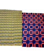 Vintage 60s 70s Psychedelic Patchwork Quilt Queen Reversible Red Blue Green - $96.57