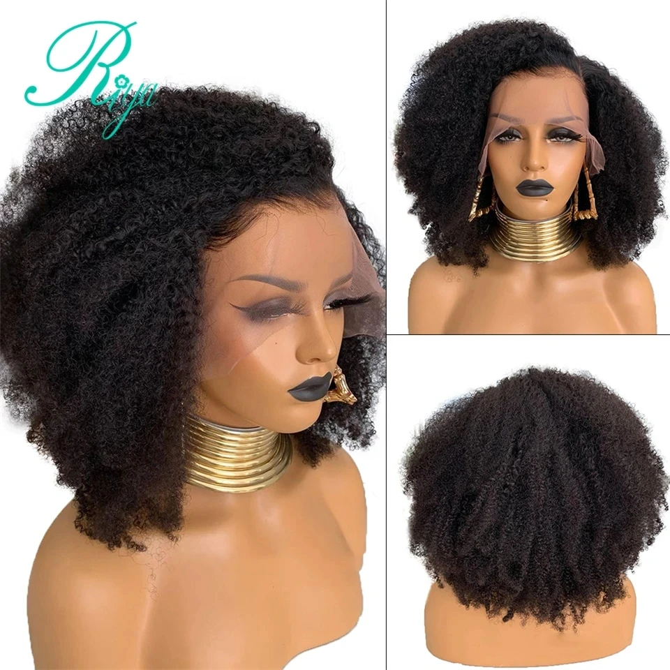 Afro Kinky Curly 13X4 Lace Front Wig With Baby Hair Mongolian Remy 13X6 Short - £76.70 GBP+