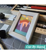 Original Hand Cut Scrap Mini Papercraft - Sunrise Mountain Art w/ Silver... - $48.02 CAD