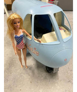 Vintage 1999 Barbie Blue Jumbo Jet Plane w/ 2019 USA Swim Team Doll - $29.98