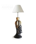 West African Hand carved Wooden Home Decor Baule Mask Gold and Black Tab... - $349.00