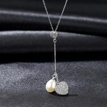 Fashion S925 Sterling Silver Pendant Love Edition Silver Freshwater Pearl - $25.00