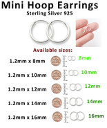 Sterling Silver Hoop Earrings 8mm 10mm 12mm 14mm 16mm 925 Nose Lip Ear P... - £3.88 GBP+