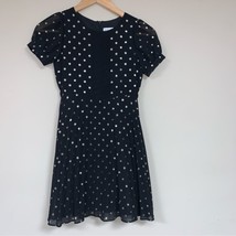 Black Gold Pleated Flowy Fit &amp; Flare Dress Girl’s 10 Party Graduation Polka Dots - £11.85 GBP