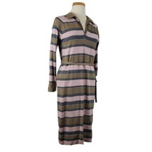 Vintage 60&#39;s Goldworm Merino Wool Women&#39;s Dress Size 12 Stripe Knee Length - £82.15 GBP