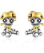 Jester Voodoo Doll Silver &amp; Gold Color Stud Earrings - $8.56