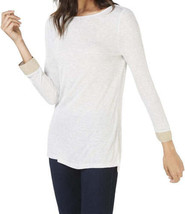 allbrand365 designer Womens Shimmer Sleeve Long Sleeve Top, Small - £26.73 GBP