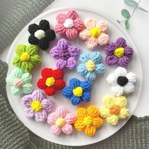 Colorful Flower Crochet Appliques, 15Pcs Colorful Hand Sewing Decorative Embroid - £14.14 GBP
