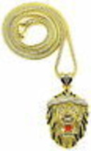 Lion Tête Neuf Cristal Strass Collier Pendentif Avec 91.4cm Chaîne Franco - £31.16 GBP