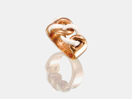 Adami and Martucci Link Chain Ring with White Leather - £78.56 GBP