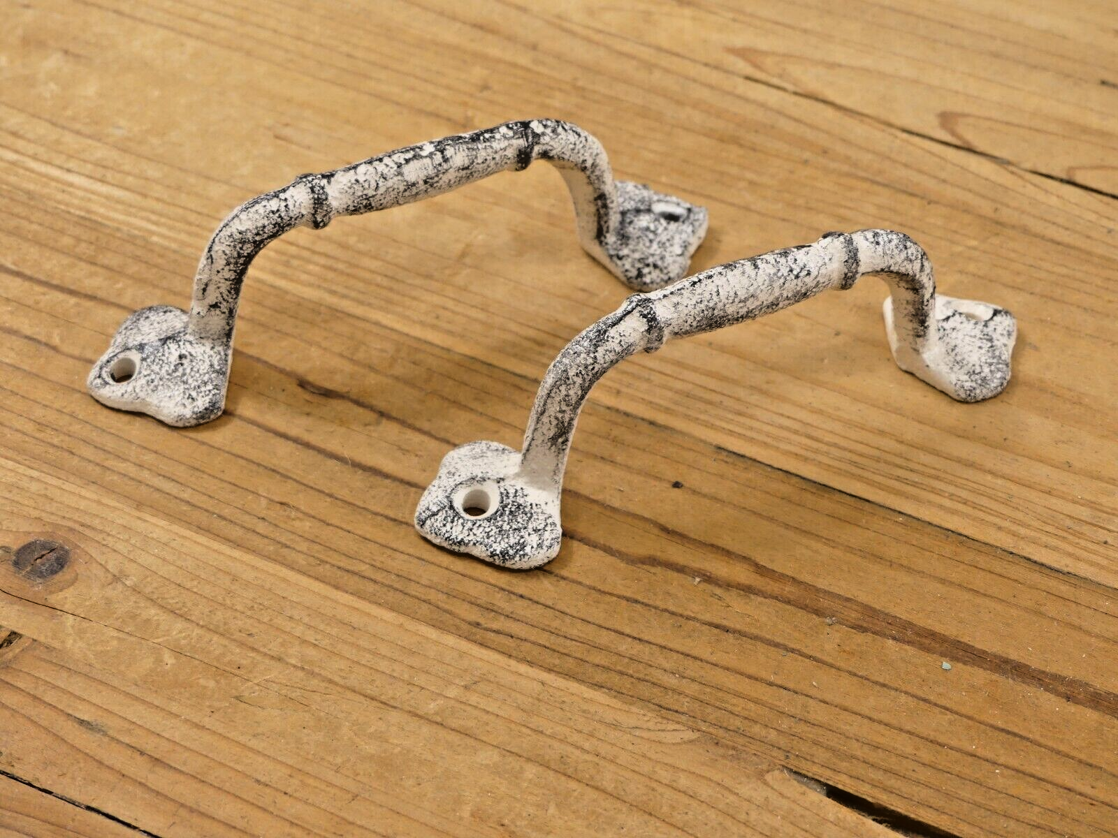2 Handles Drawer Pulls Cast Iron Cabinet Handle DISTRESSED BLACK Dresser - $13.99