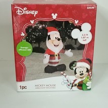 Christmas Disney Lighted Inflatable Santa Claus Mickey Mouse Air Blown 3.5 Feet - £36.38 GBP