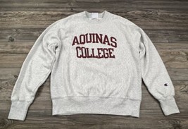 Aquinas College Sweatshirt Adult Small Grey Crewneck Champion Reverse Weave - $28.71