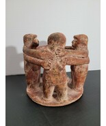 Vtg Circle of Friends Candle Holder Terracotta Clay 4 Dancers 7.5” Dia x... - $40.80
