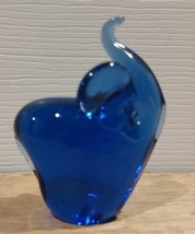 Cobalt Blue Glass Elephant Figurine Handmade  3 1/2&quot; High - £15.20 GBP