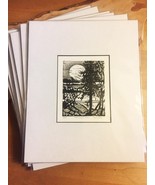 Linoleum Block Print: Mississippi Moon (Limited Edition) Matted to 8&quot; x 10&quot; - €21,36 EUR