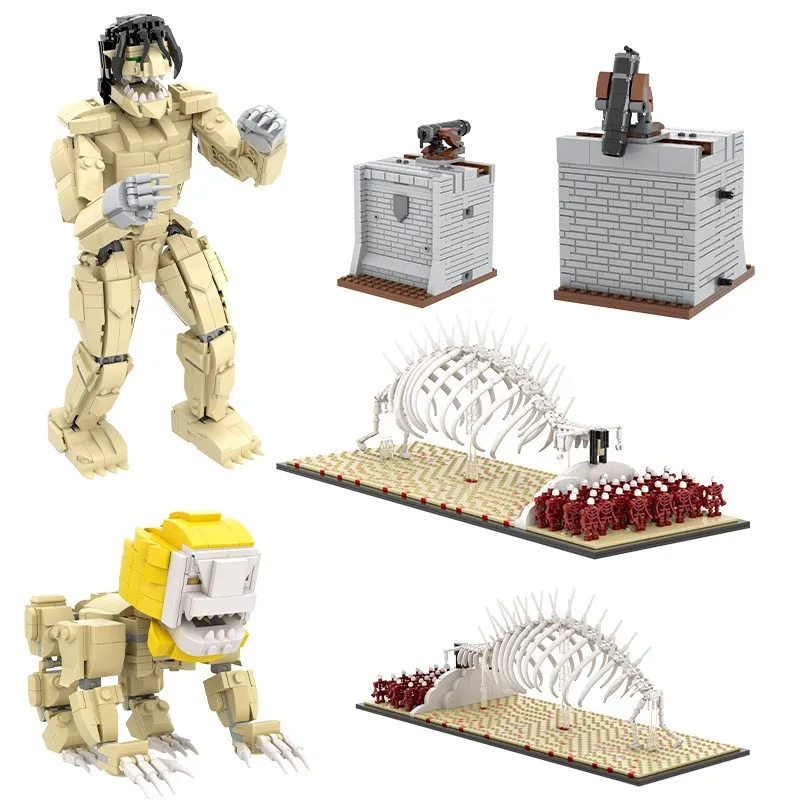 MOC Attack On Titan Model Rumbling City Wall Cannon Jaw Titan Giant Action - £35.73 GBP+