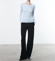 Enza Costa cuffed long sleeves crew top in POWDER BLUE - $81.00