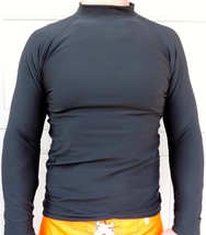 Men&#39;s Black Poly Fleece, Thermal, Long Sleeve Rash Guard, Sizes: Small-XL - £25.73 GBP