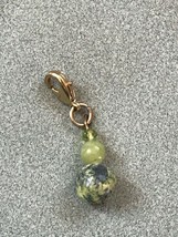 Estate Small Tiny Plastic Green &amp; Solid &amp; Variegated Stone Bead Pendant or Charm - £7.47 GBP