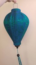 Vietnamese Silk &amp; Bamboo Lampshade/Lantern (14 inch / 35cm) (Blue) - £28.52 GBP