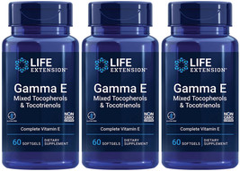 GAMMA E MIXED TOCOPHEROLS &amp; TOCOTRIENOLS  3 BOTTLES 180 Softgels LIFE EX... - £71.93 GBP