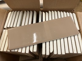 NOS 44 Vintage 70s Florida Tile Mexican Sand 6&quot; x 2&quot; Bullnose Ceramic Ti... - $203.29 CAD