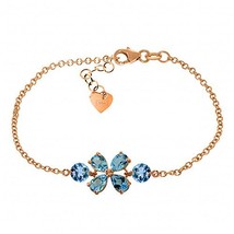 Galaxy Gold GG 14k Rose Gold Floral Bracelet with Blue Topaz - £399.83 GBP