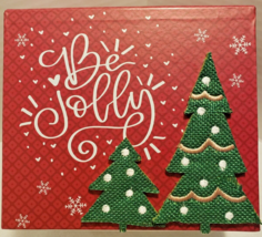 Gift Box Decor Box For Holidays - &quot;Be Jolly&quot; - Snow Flakes And Christmas Trees - £7.86 GBP