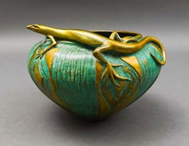 Pozycinski Studios Signed Verdigris Cast Bronze Lizard 2001 Bowl Vase LE 181/500 - £799.34 GBP