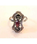 VOGUE Birthstone Ring adjustable February faux Amethyst &amp; Silver tone Sc... - £15.61 GBP