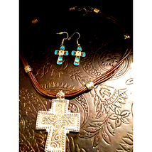 Vintage Cross Necklace and Earring Set - £12.39 GBP