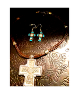 Vintage Cross Necklace and Earring Set - $300.24 MXN