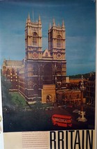 Vintage 1960&#39;s Travel Poster Travel in Britain Westminster Abbey 40&quot; x 25&quot; - £22.34 GBP