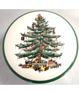 Spode Christmas Tree Candy Box &amp; Lid Earthenware Made England Green Trim... - $23.38