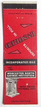 Worcester North Savings Institution - Fitchburg, Massachusetts Matchbook Cover - £1.58 GBP