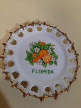 Vtg  7&quot; Ceramic Florida Souvenir Wall Collector Plate Oranges Gold Accent Edging - £3.98 GBP