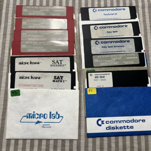 Vintage Commodore 64 5.25 Floppy Disks Learning SAT English Math - $17.99