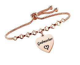Godmother Goddaughter Adjustable Chain Bracelet Gift - $51.12
