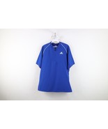 Y2K Adidas Boys XL Spell Out Striped Half Zip Short Sleeve Baseball Jack... - $37.18 CAD