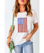 US Flag Round Neck Short Sleeve T-Shirt - $45.43 CAD